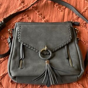Jen & Co Elegant Charcoal Crossbody Bag with Tassel